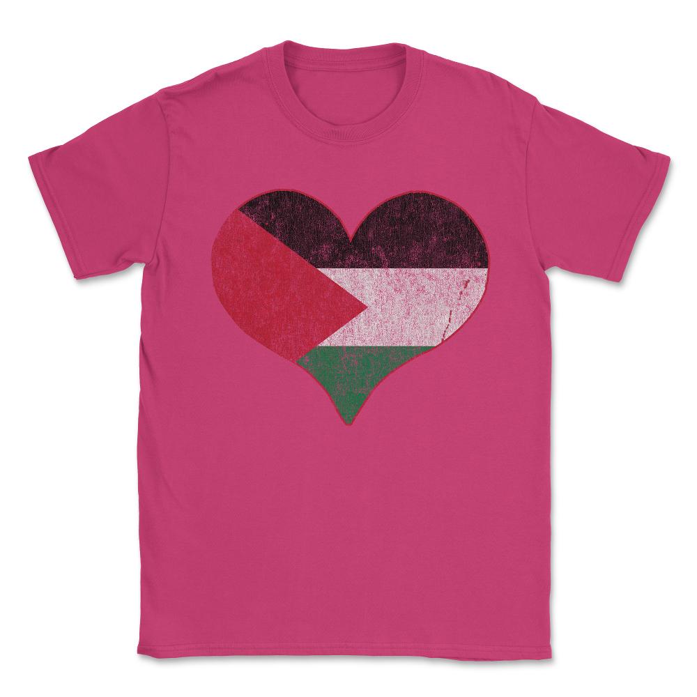 Vintage Palestine Flag Heart Unisex T-Shirt - Heliconia