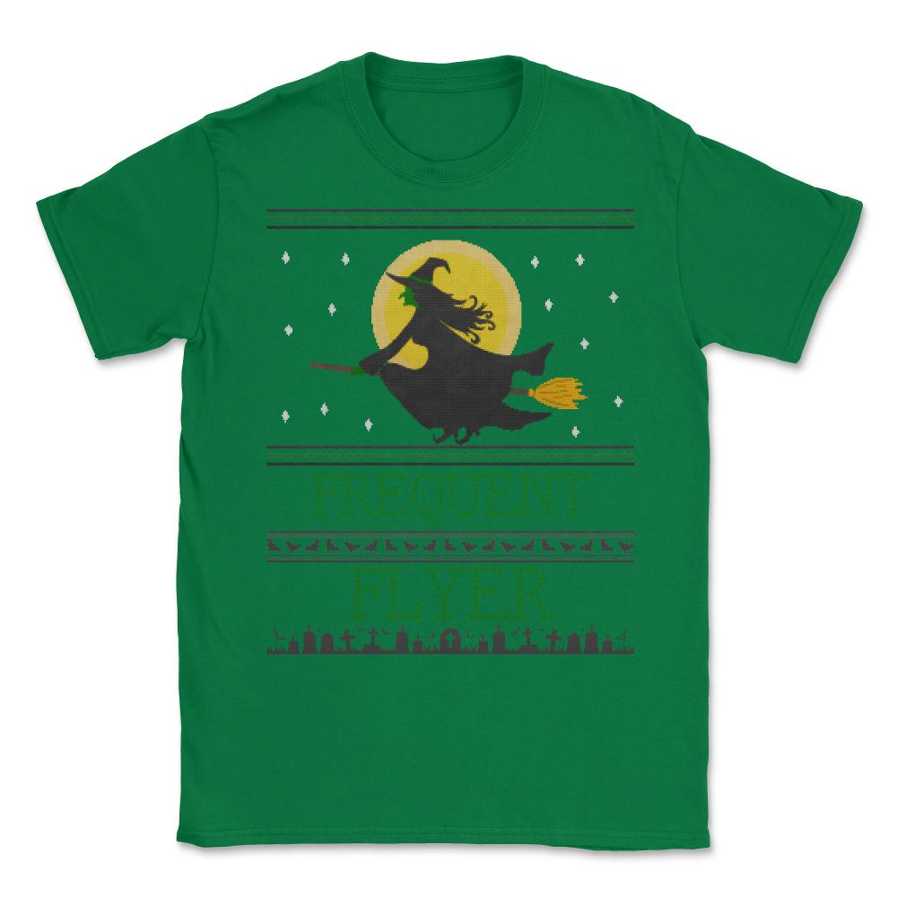 Frequent Flyer Ugly Halloween Witch Sweater Unisex T-Shirt - Green
