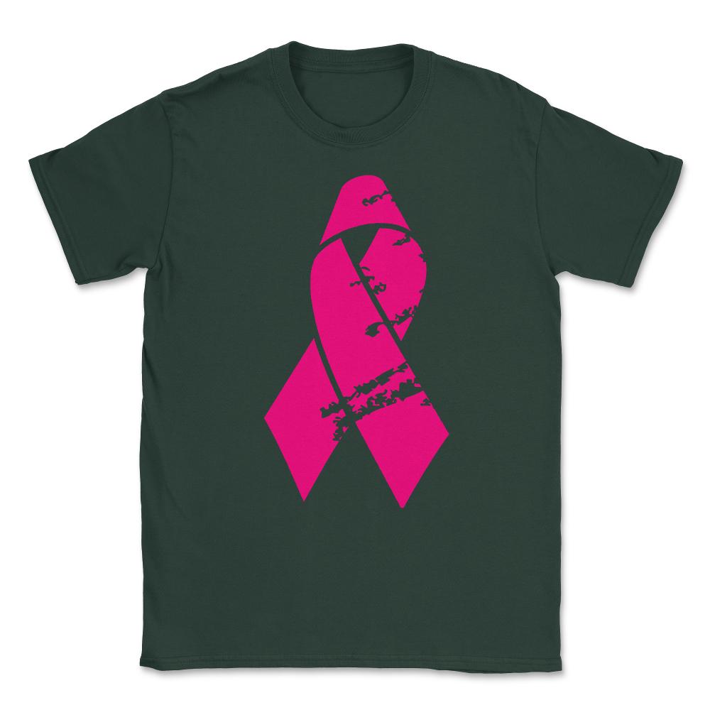Distressed Pink Ribbon Unisex T-Shirt - Forest Green