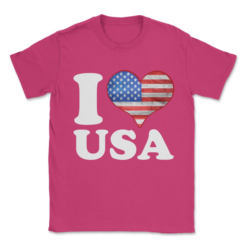I Love the USA Patriotic Unisex T-Shirt - Heliconia