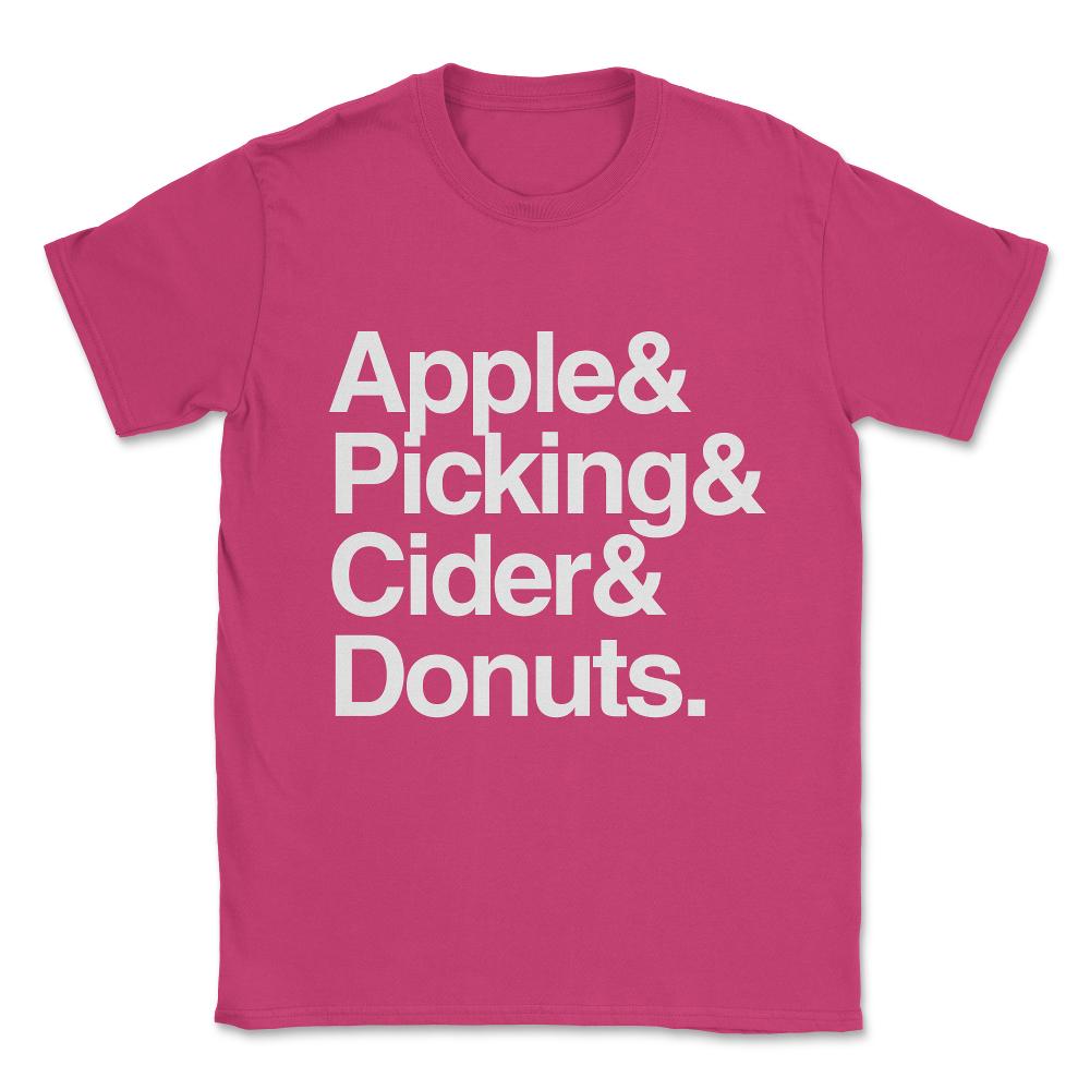 Apple Picking and Cider Donuts Unisex T-Shirt - Heliconia