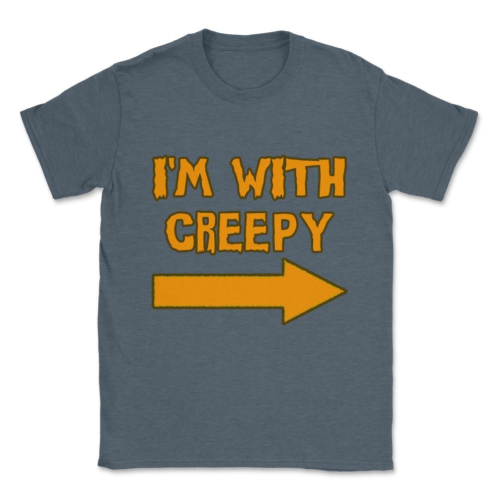 I'm With Creepy Funny Halloween Unisex T-Shirt - Dark Grey Heather