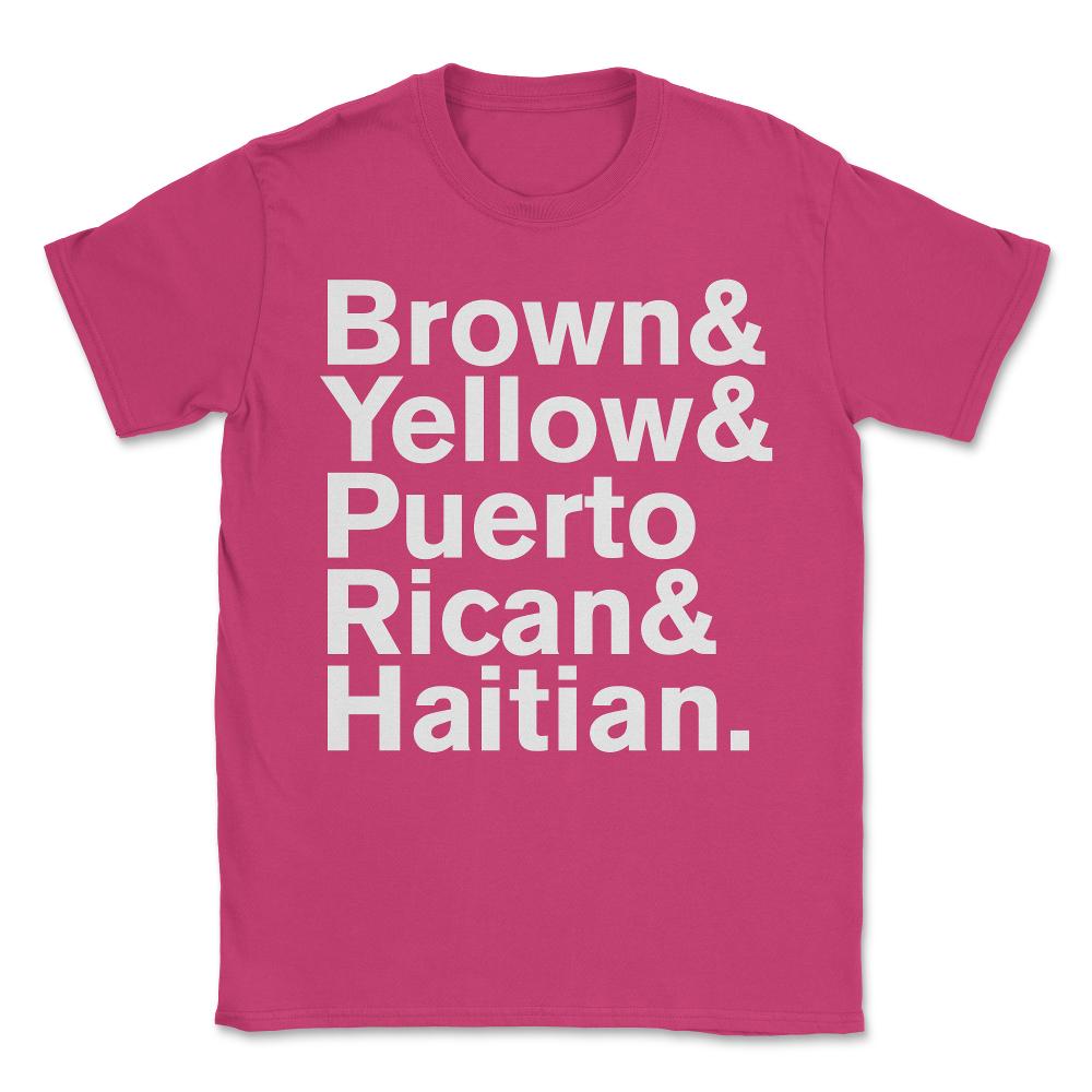 Brown Yellow Puerto Rican Haitian Unisex T-Shirt - Heliconia