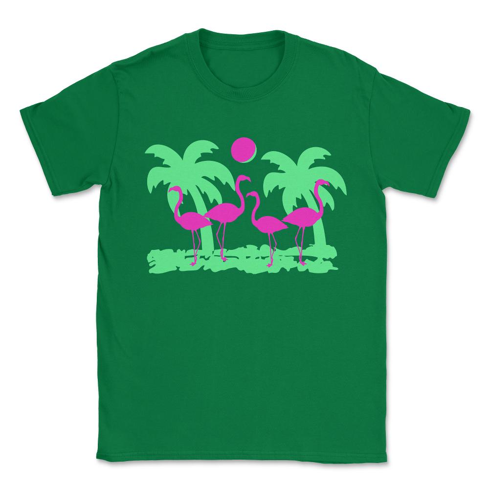 Pink Flamingos Unisex T-Shirt - Green