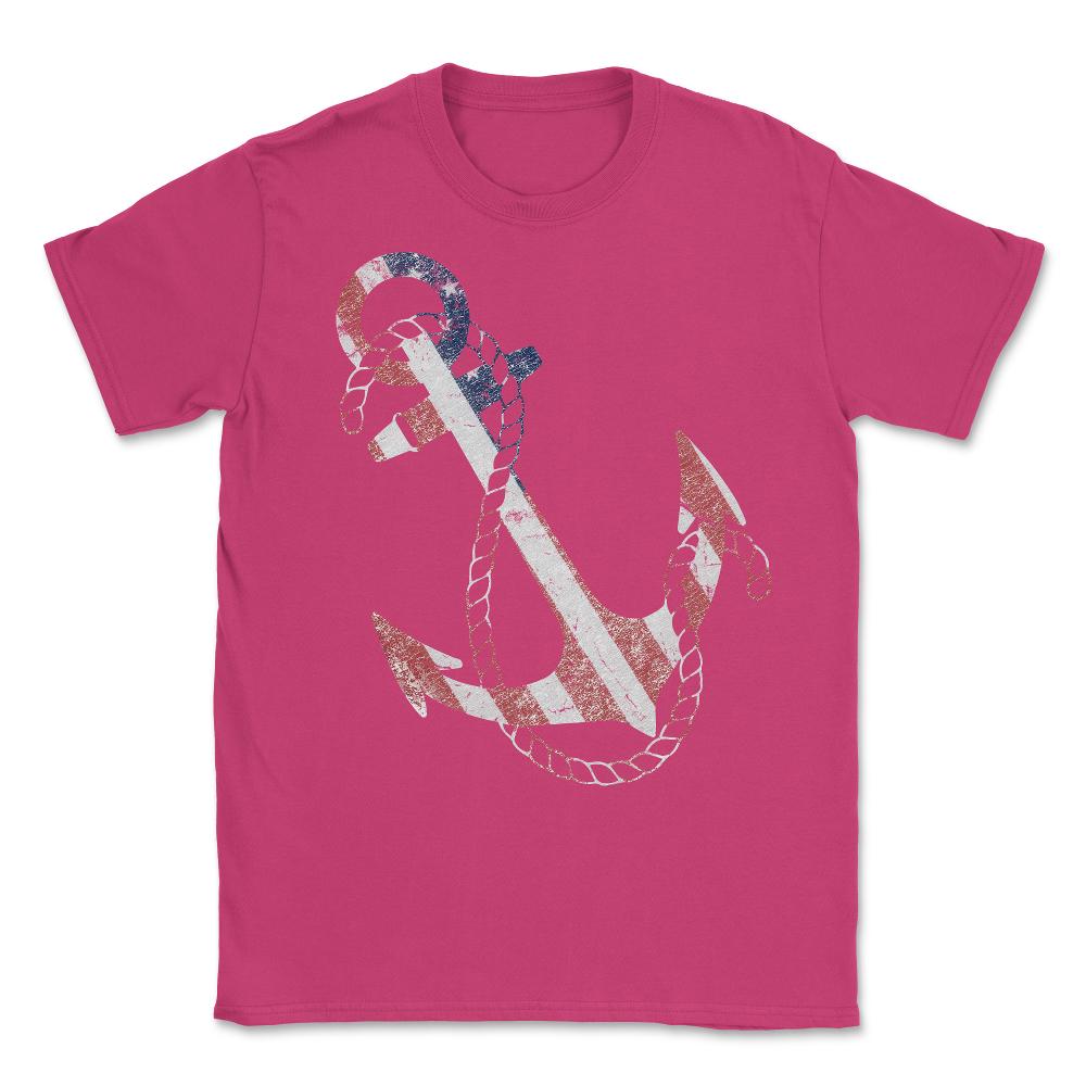 Patriotic American Flag Anchor Unisex T-Shirt - Heliconia