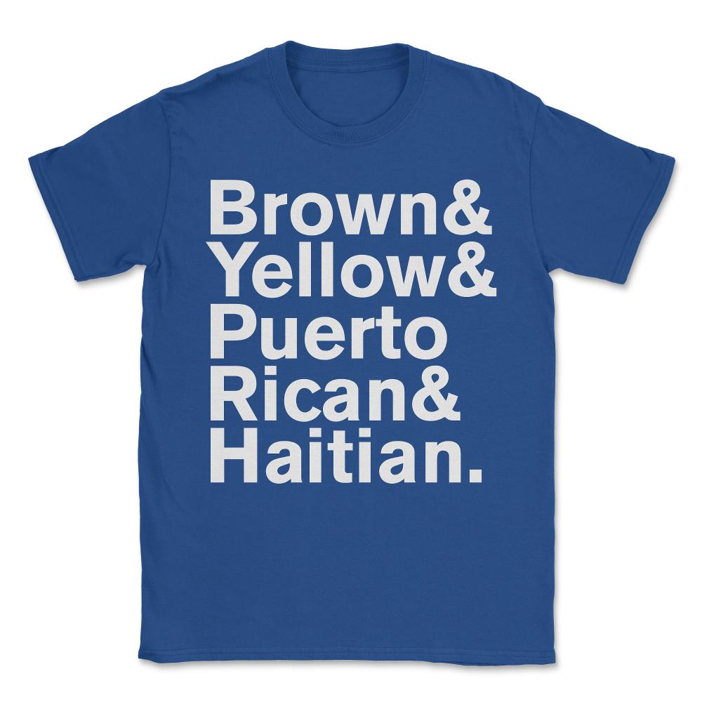 Brown Yellow Puerto Rican Haitian Unisex T-Shirt - Royal Blue